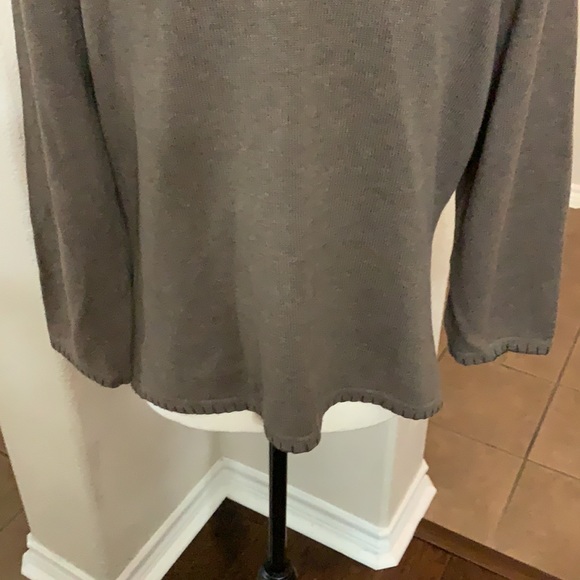 Rafaella brown scoop neckline long sleeve pullover woven knit sweater - Picture 10 of 16